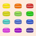 Set of colorful macaroon cakes, french pastries, macarons, dessert, macaroons